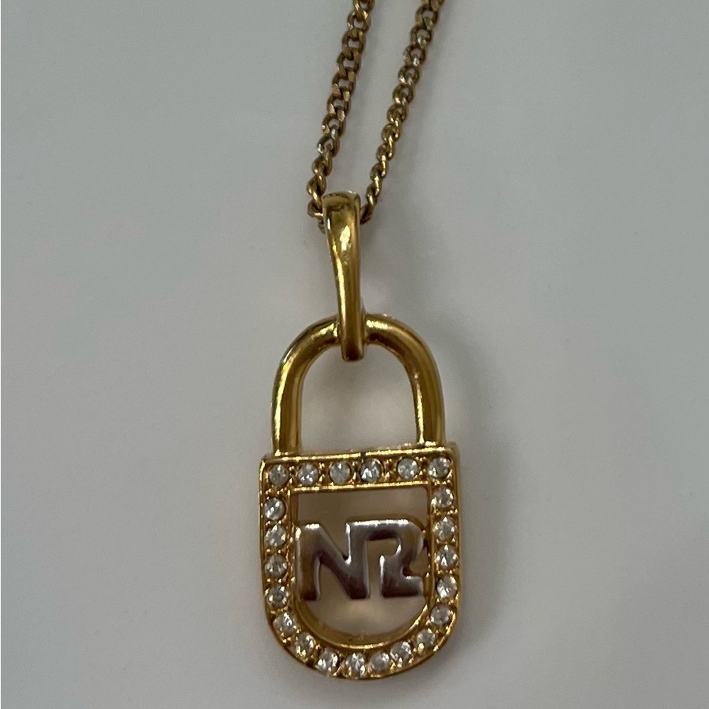 Nina Ricci Gold and Silver Padlock Necklace